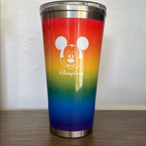 Disney Parks Mickey Rainbow Pride LGBTQ Travel Drink Cup Tumbler with Lid NWT